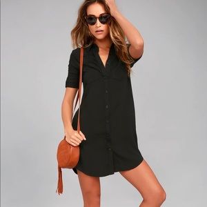 Oxford Comma Black Shirt Dress With Pockets- Lulu’s